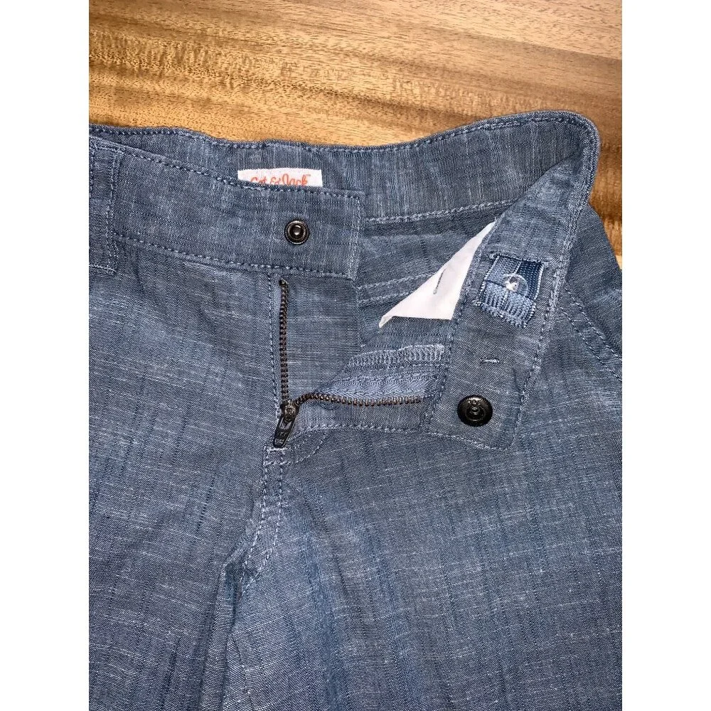 Cat & Jack Boys Blue Chambray Pull-On Shorts With Button & Zip Closure Size 6 - Picture 4 of 11